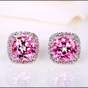 Cubic zirconia pink earrings